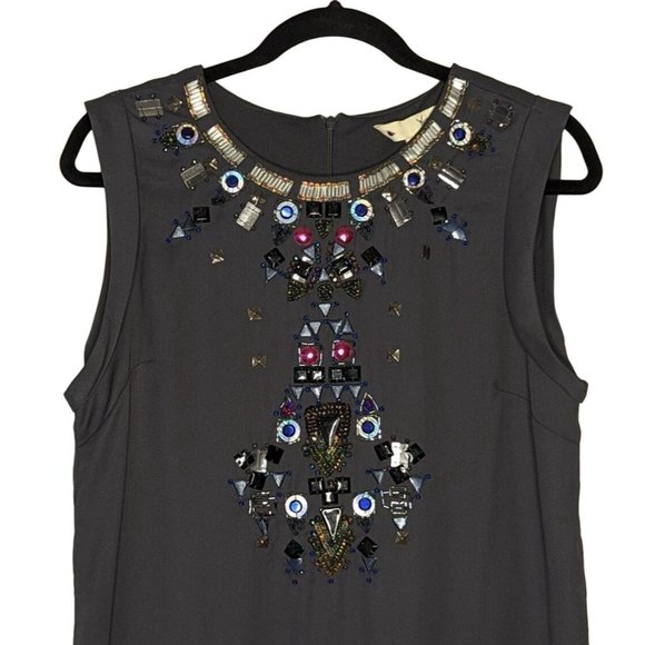 YUMI sleeveless colorful sequin‎ beaded glittery dark gray summer mini dress 6 8 - Picture 3 of 7